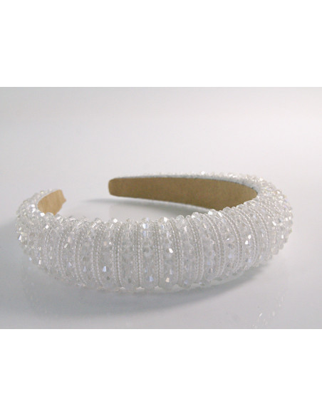 OPASKA do Włosów WIECZOROWA Z KORALIKAMI FASCYNATOR Lolita Akcesoria BIAŁY