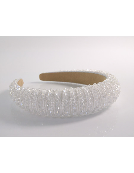 OPASKA do Włosów WIECZOROWA Z KORALIKAMI FASCYNATOR Lolita Akcesoria BIAŁY