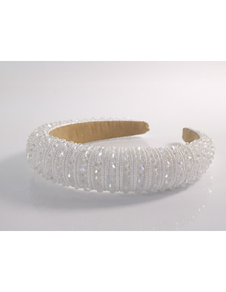 OPASKA do Włosów WIECZOROWA Z KORALIKAMI FASCYNATOR Lolita Akcesoria BIAŁY