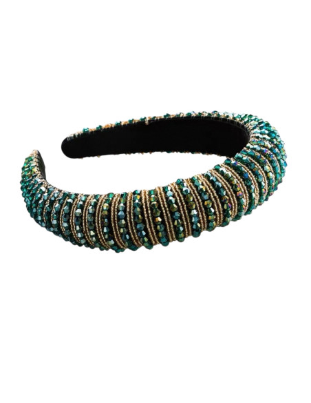 OPASKA do Włosów WIECZOROWA  KORALIKI FASCYNATOR Lolita Akcesoria ZIELONY