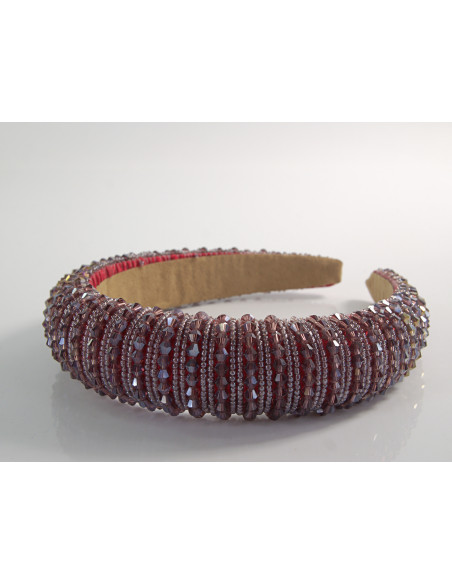 OPASKA do Włosów WIECZOROWA  KORALIKI FASCYNATOR Lolita Akcesoria BORDO