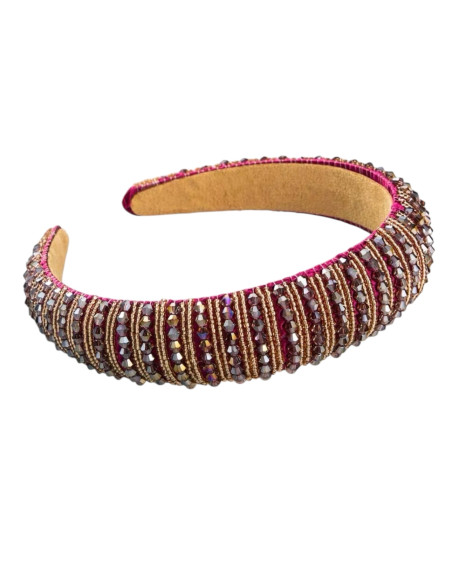 OPASKA do Włosów WIECZOROWA  KORALIKI FASCYNATOR Lolita Akcesoria BORDO