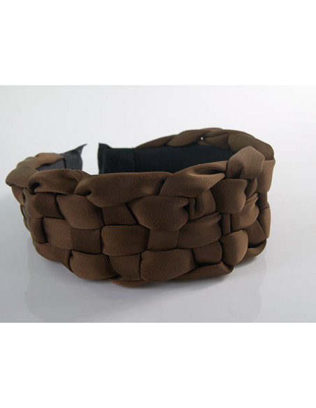 OPASKA do Włosów PLECIONA SZEROKA SATYNA Lolita Akcesoria BRĄZOWY