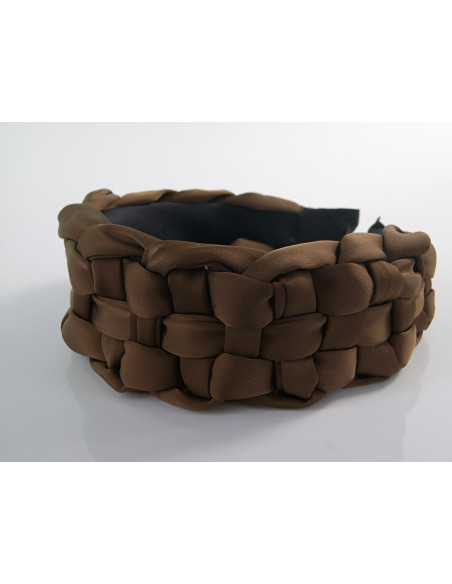 OPASKA do Włosów PLECIONA SZEROKA SATYNA Lolita Akcesoria BRĄZOWY