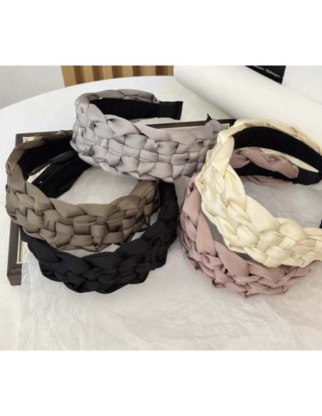 OPASKA do Włosów PLECIONA SZEROKA SATYNA Lolita Akcesoria BRĄZOWY