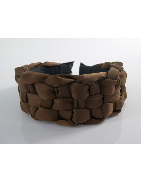 OPASKA do Włosów PLECIONA SZEROKA SATYNA Lolita Akcesoria BRĄZOWY