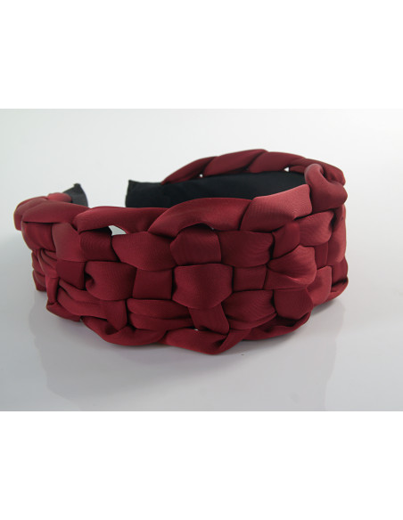 OPASKA do Włosów PLECIONA SZEROKA SATYNA Lolita Akcesoria BORDOWY