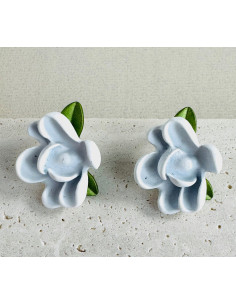 Kolczyki BIAŁE KWIATKI BOHO Lolita Accessories srebrny...