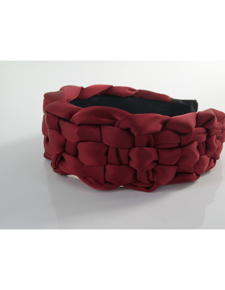 OPASKA do Włosów PLECIONA SZEROKA SATYNA Lolita Akcesoria BORDOWY