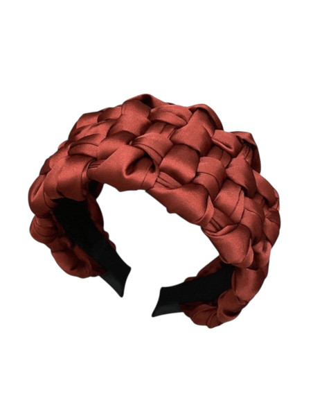 OPASKA do Włosów PLECIONA SZEROKA SATYNA Lolita Akcesoria BORDOWY