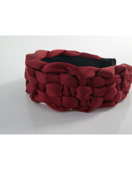 OPASKA do Włosów PLECIONA SZEROKA SATYNA Lolita Akcesoria BORDOWY