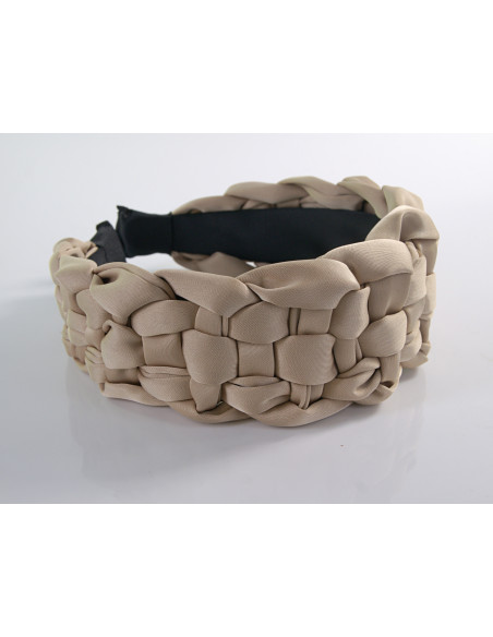 OPASKA do Włosów PLECIONA SZEROKA SATYNA Lolita Akcesoria BEŻOWY NUDE