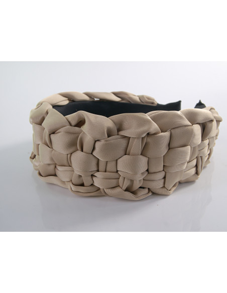 OPASKA do Włosów PLECIONA SZEROKA SATYNA Lolita Akcesoria BEŻOWY NUDE