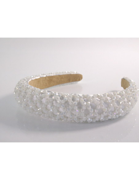 OPASKA do Włosów WIECZOROWA Z KORALIKAMI FASCYNATOR Lolita Akcesoria BIAŁY