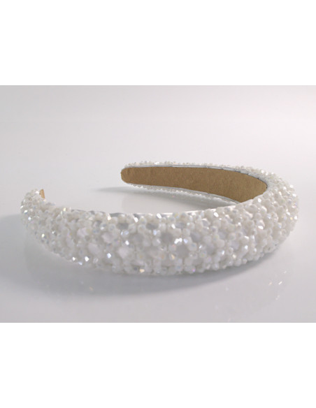 OPASKA do Włosów WIECZOROWA Z KORALIKAMI FASCYNATOR Lolita Akcesoria BIAŁY