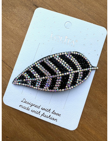 Spinka do włosów CZARNY WIECZOROWY W LIŚĆ...