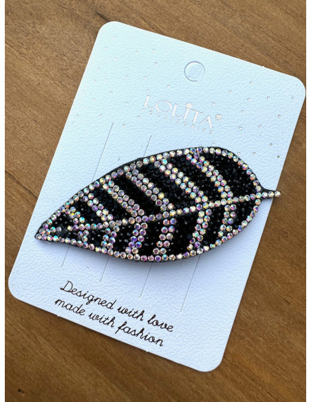 Spinka do włosów CZARNY WIECZOROWY W LIŚĆ LISTEK AKCESORIA LOLITA