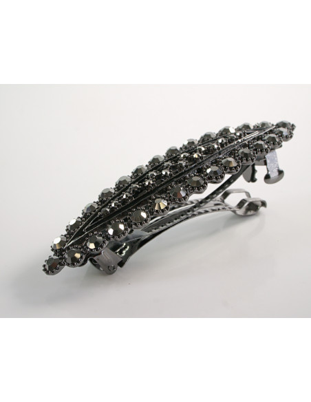 KLAMRA FRANCUSKA AZUROWA  LOLITA AKCESORIA GRAFITOWA Z CYRKONIAMI