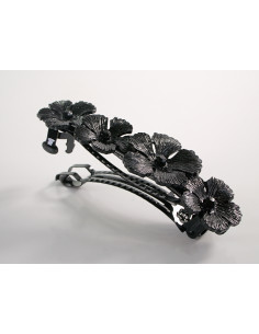 KLAMRA SZCZĘKOWA CZARNE KWIATY LOLITA AKCESORIA Z CYRKONIAMI