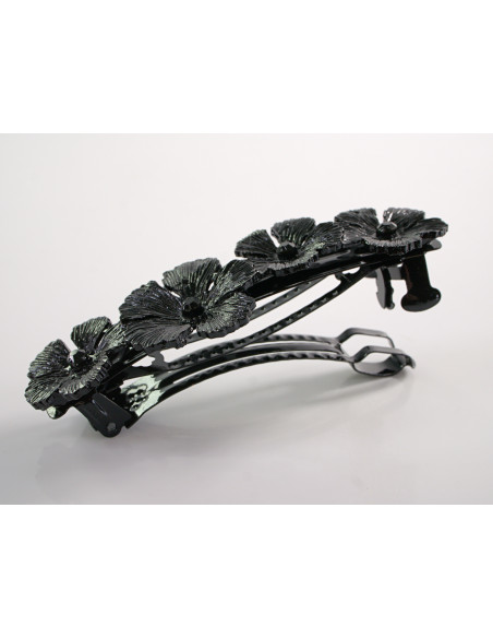 KLAMRA SZCZĘKOWA CZARNE KWIATY LOLITA AKCESORIA Z CYRKONIAMI