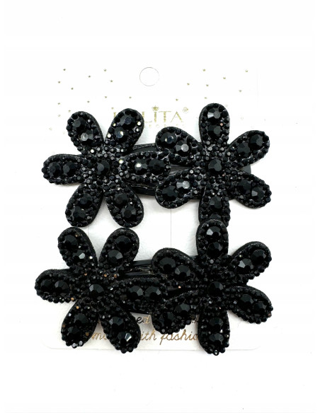 Spinki do włosów CZARNE KWIATKI KWIATY KWIAT 2 sztuki AKCESORIA LOLITA