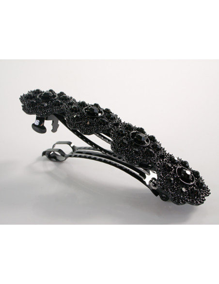 KLAMRA SZCZĘKOWA CZARNE KWIATY LOLITA AKCESORIA CZARNY Z CYRKONIAMI