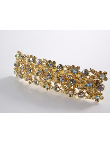 KLAMRA SZCZĘKOWA AZUROWA ZŁOTA LOLITA AKCESORIA KWIATUSZKI Z CYRKONIAMI