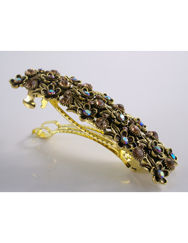 KLAMRA SZCZĘKOWA AZUROWA KWIATUSZKI ZŁOTA...