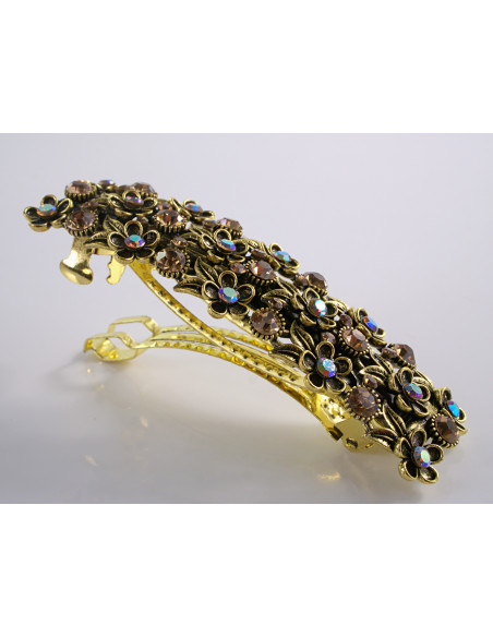 KLAMRA SZCZĘKOWA AZUROWA KWIATUSZKI ZŁOTA LOLITA AKCESORIA Z CYRKONIAMI