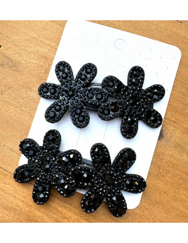 Spinki do włosów CZARNE KWIATKI KWIATY KWIAT 2...