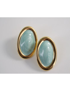 Kolczyki ZŁOTO- TURKUSOWE ELIPSY  LOLITA AKCESORIA STAL...