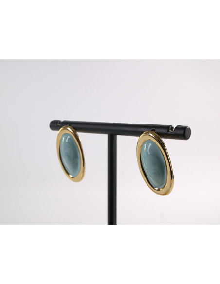 Kolczyki ZŁOTO- TURKUSOWE ELIPSY  LOLITA AKCESORIA STAL CHIRURGICZNA