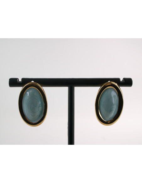 Kolczyki ZŁOTO- TURKUSOWE ELIPSY  LOLITA AKCESORIA STAL CHIRURGICZNA