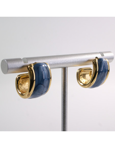 Kolczyki ZŁOTO- NIEBIESKIE ZAWIJASY LOLITA AKCESORIA STAL CHIRURGICZNA