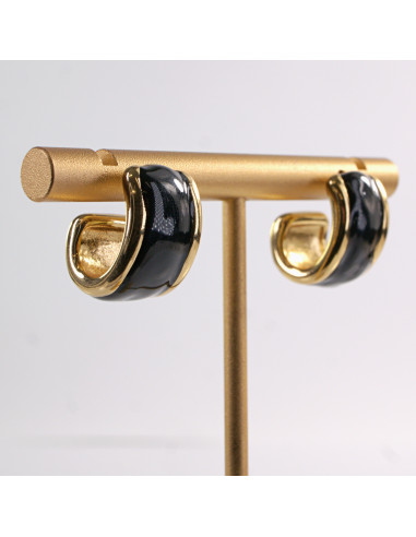 Kolczyki ZŁOTO- CZARNE ZAWIJASY LOLITA...