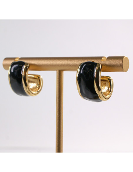 Kolczyki ZŁOTO- CZARNE ZAWIJASY LOLITA AKCESORIA STAL CHIRURGICZNA