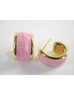 Kolczyki ZŁOTO- RÓŻOWE ZAWIJASY LOLITA AKCESORIA STAL...