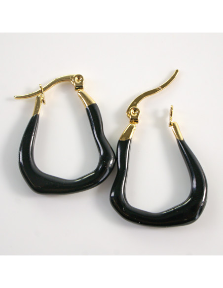 Kolczyki ZŁOTO- CZARNE KAJDANKI  LOLITA AKCESORIA STAL CHIRURGICZNA