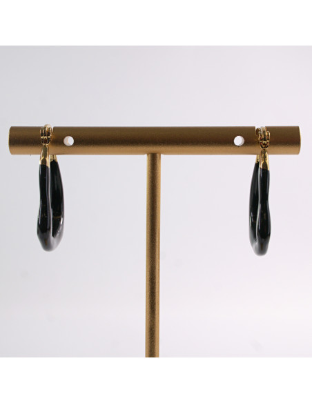 Kolczyki ZŁOTO- CZARNE KAJDANKI  LOLITA AKCESORIA STAL CHIRURGICZNA