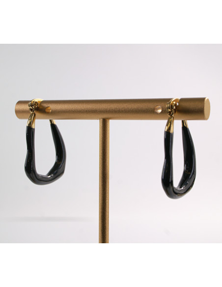 Kolczyki ZŁOTO- CZARNE KAJDANKI  LOLITA AKCESORIA STAL CHIRURGICZNA