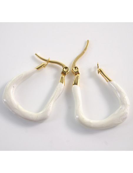 Kolczyki ZŁOTO- BIAŁE KAJDANKI  LOLITA AKCESORIA STAL CHIRURGICZNA