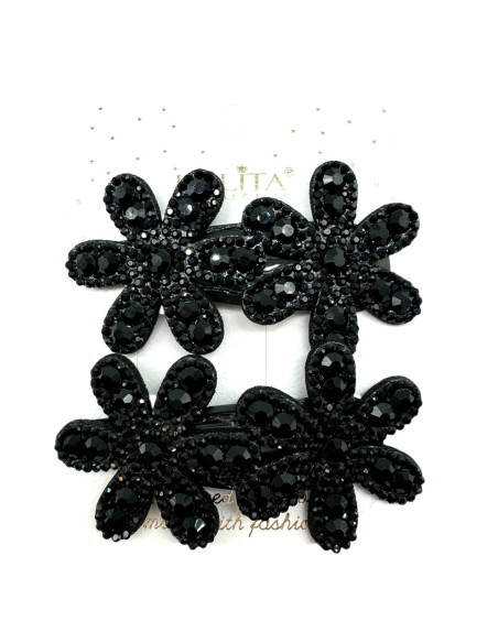 Spinki do włosów CZARNE KWIATKI KWIATY KWIAT 2 sztuki AKCESORIA LOLITA