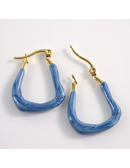 Kolczyki ZŁOTO- NIEBIESKIE KAJDANKI  LOLITA AKCESORIA STAL CHIRURGICZNA