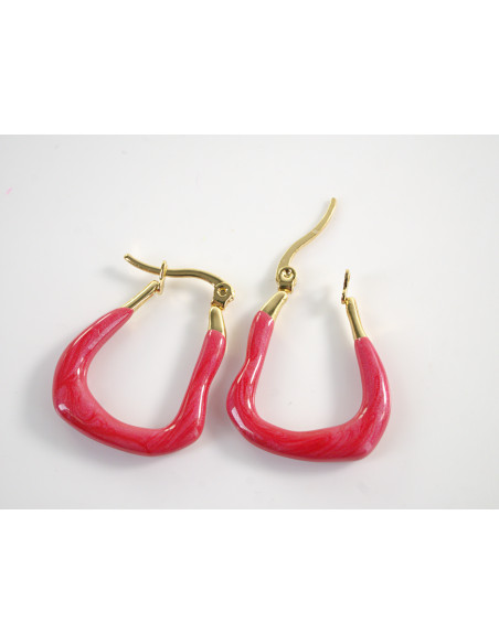 Kolczyki ZŁOTO- CZERWONE KAJDANKI LOLITA AKCESORIA STAL CHIRURGICZNA