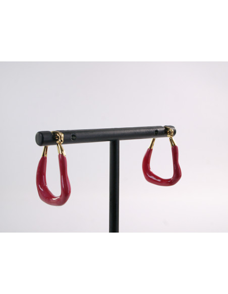 Kolczyki ZŁOTO- CZERWONE KAJDANKI LOLITA AKCESORIA STAL CHIRURGICZNA