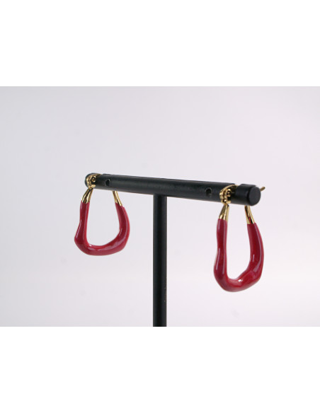 Kolczyki ZŁOTO- CZERWONE KAJDANKI LOLITA AKCESORIA STAL CHIRURGICZNA