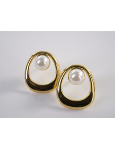Kolczyki ZŁOTE  MUSZLE Z PERŁĄ  LOLITA AKCESORIA STAL...