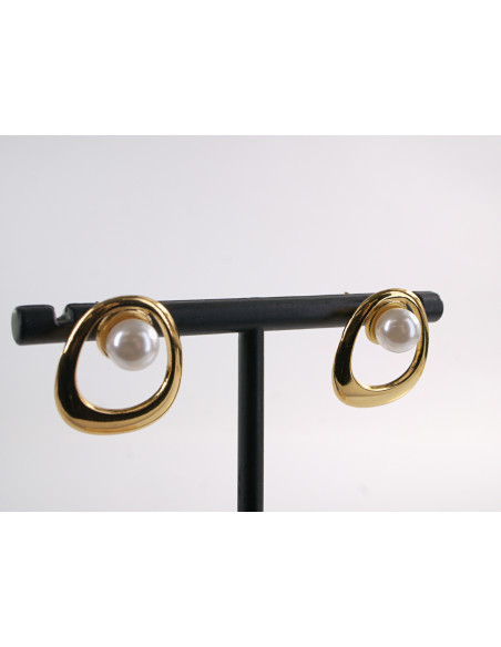 Kolczyki ZŁOTE  MUSZLE Z PERŁĄ  LOLITA AKCESORIA STAL CHIRURGICZNA