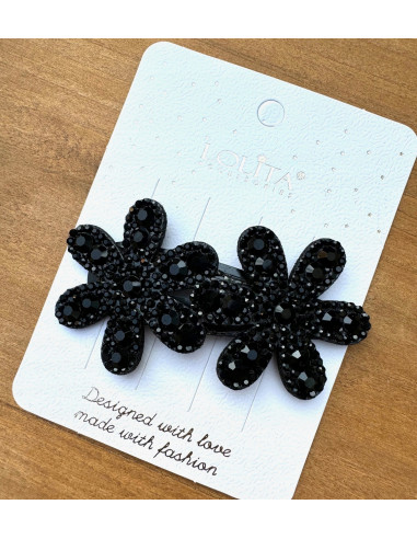 Spinka do włosów CZARNE KWIATKI KWIATY KWIAT...