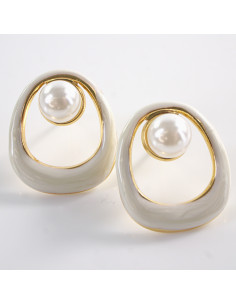 Kolczyki ZŁOTO- BIAŁE  MUSZLE Z PERŁĄ  LOLITA AKCESORIA...